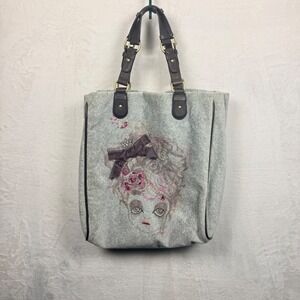 Y2K Juicy Couture Gray Velour Tote Bag Marie Antoinette Style Oversized Rare